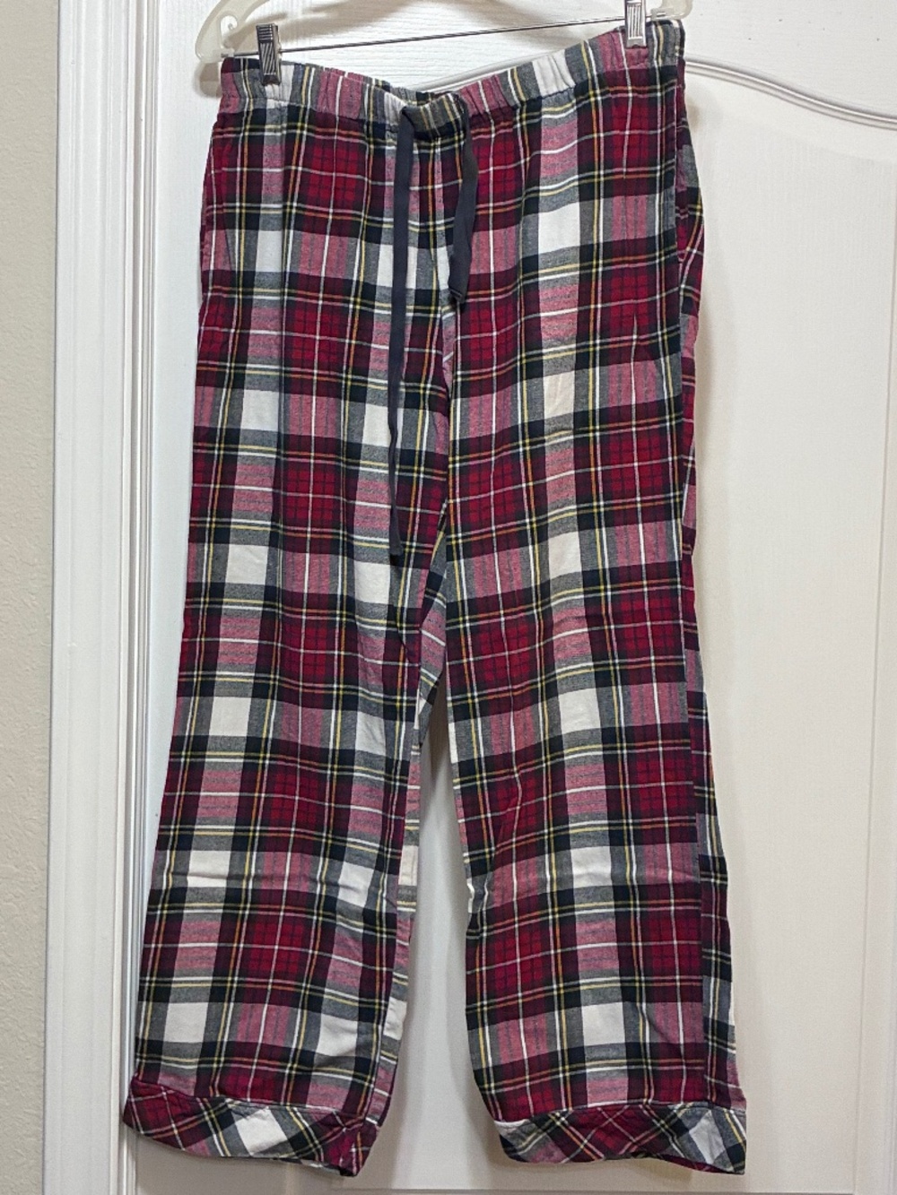 Natural Reflections Adult Lg Classic Red Plaid Design Flannel Lounge Sleep Pants